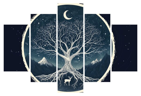 Obraz – Magický strom s jeleňom II. (150x105 cm)