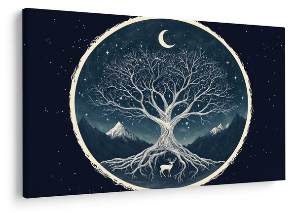 Obraz – Magický strom s jeleňom II. (90x60 cm)