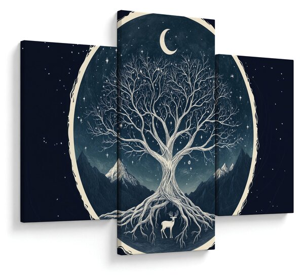 Obraz – Magický strom s jeleňom II. (90x60 cm)