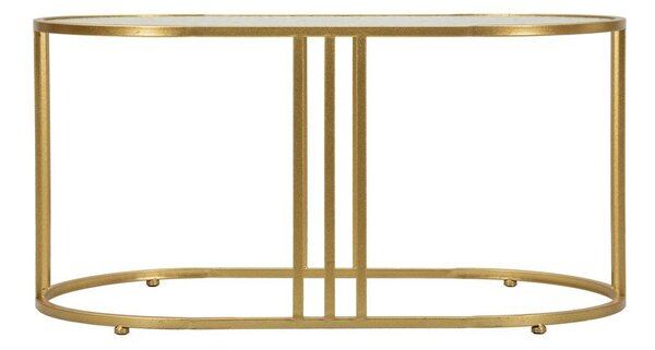 Biely/v zlatej farbe konferenčný stolík so sklenenou doskou 50x90 cm Antalia – Mauro Ferretti