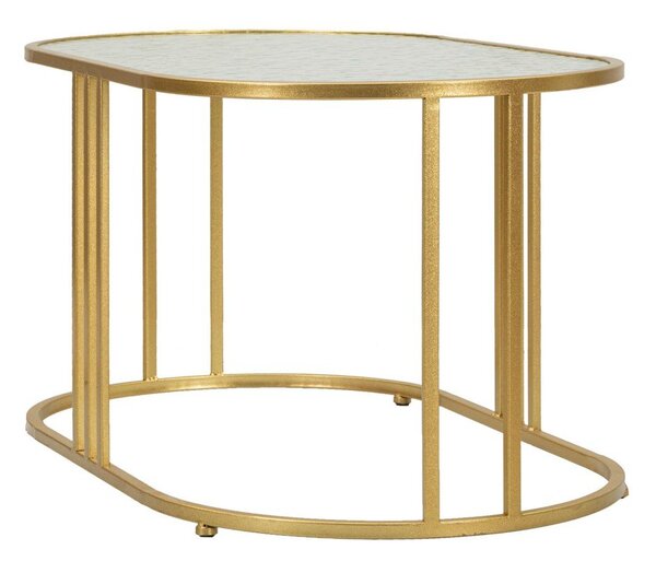Biely/v zlatej farbe konferenčný stolík so sklenenou doskou 50x90 cm Antalia – Mauro Ferretti