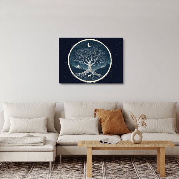 Sklenený obraz – Magický strom s jeleňom II. (70x50 cm)