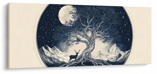 Obraz – Magický strom s jeleňom I. (120x50 cm)