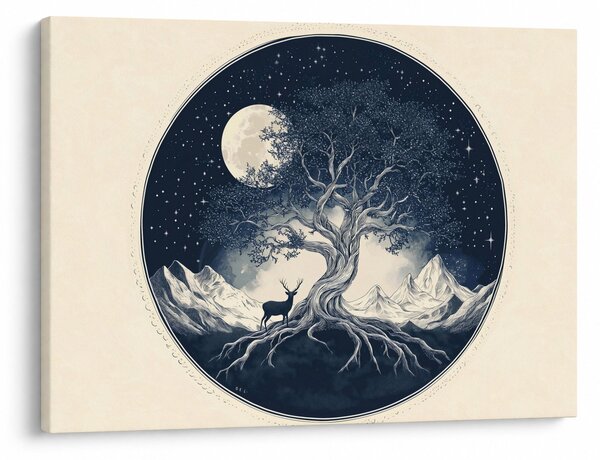 Obraz – Magický strom s jeleňom I. (70x50 cm)