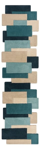 Modrý/béžový vlnený behúň 60x230 cm Abstract Collage – Flair Rugs