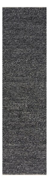 Tmavosivý ručne tkaný behúň s prímesou vlny 60x230 cm Minerals – Flair Rugs