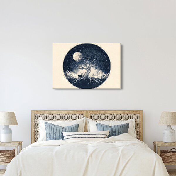 Obraz – Magický strom s jeleňom I. (90x60 cm)