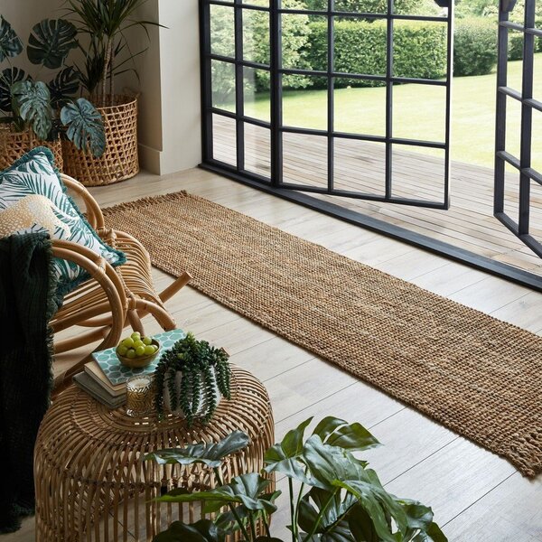 Hnedý jutový behúň Flair Rugs Jute, 60 x 230 cm