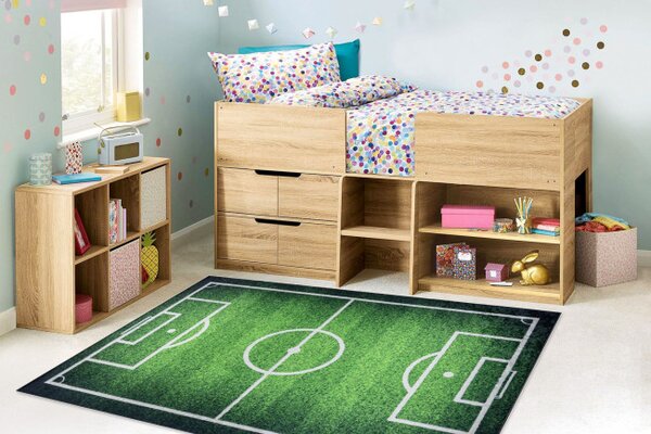 Detský koberec protišmykový BAMBINO 58690 futbalové ihrisko, zelený
