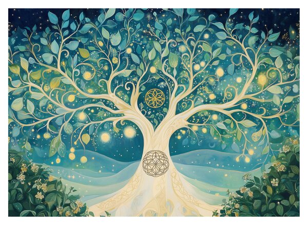 Obraz – Magický strom so špirálami (70x50 cm)