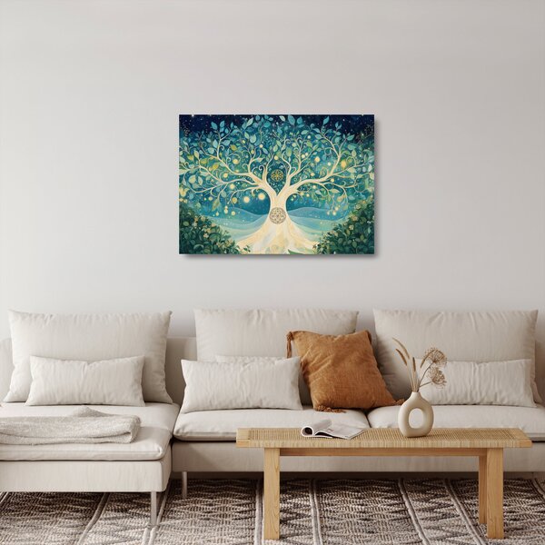 Sklenený obraz – Magický strom so špirálami (70x50 cm)
