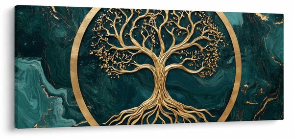 Obraz – Zlatý strom života v mramore (120x50 cm)