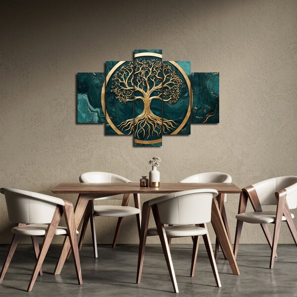 Obraz – Zlatý strom života v mramore (150x105 cm)