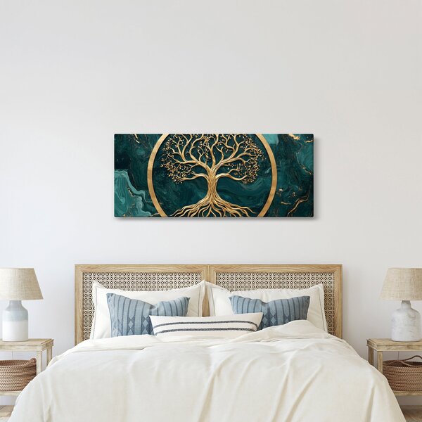 Obraz – Zlatý strom života v mramore (120x50 cm)