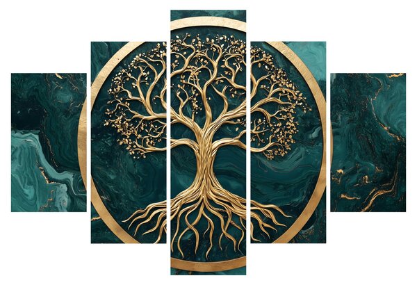 Obraz – Zlatý strom života v mramore (150x105 cm)
