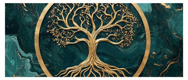 Obraz – Zlatý strom života v mramore (120x50 cm)
