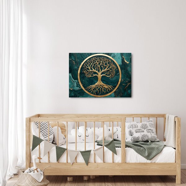 Obraz – Zlatý strom života v mramore (70x50 cm)