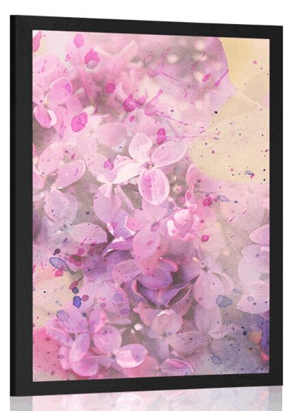 Plagát ružová vetvička kvetov - 20x30 black