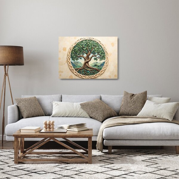 Sklenený obraz – Prepletený strom života (70x50 cm)