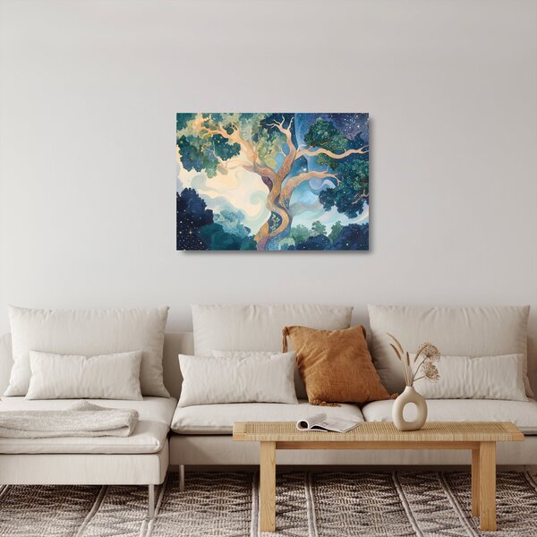 Sklenený obraz – Vesmírny strom (70x50 cm)