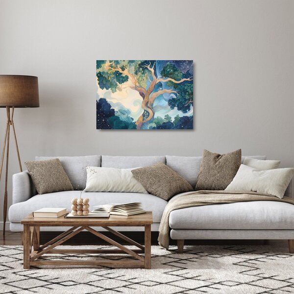 Sklenený obraz – Vesmírny strom (70x50 cm)