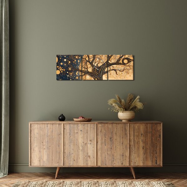 Obraz – Surrealistický strom (s hodinami) (90x30 cm)