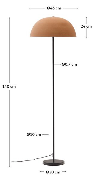 Stojacia lampa v terakotovej farbe s kovovým tienidlom (výška 140 cm) Nibla – Kave Home