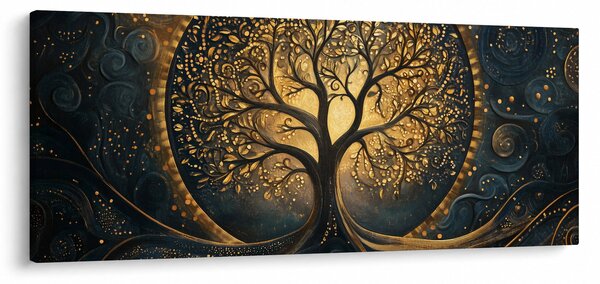 Obraz – Strom so zlatou aurou (120x50 cm)