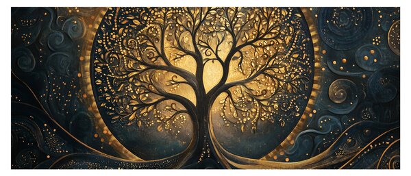 Obraz – Strom so zlatou aurou (120x50 cm)