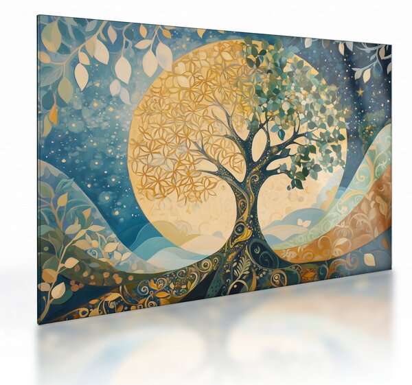 Sklenený obraz – Strom života v mesiaci (70x50 cm)