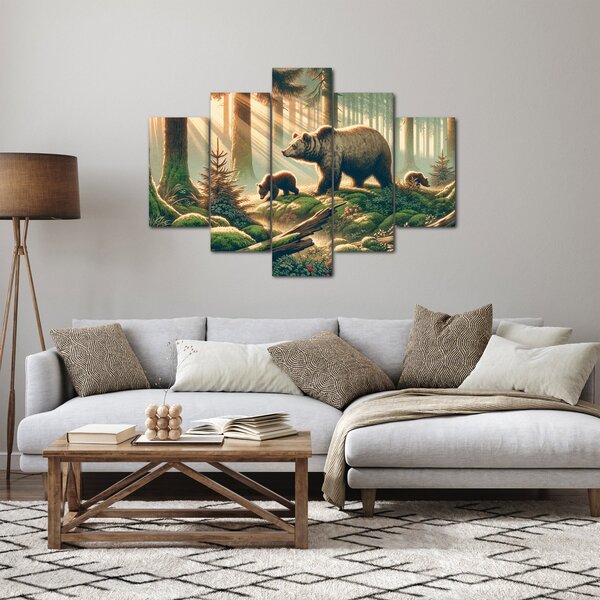 Obraz - Medvede v lese (150x105 cm)