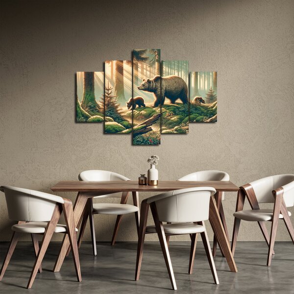 Obraz - Medvede v lese (150x105 cm)