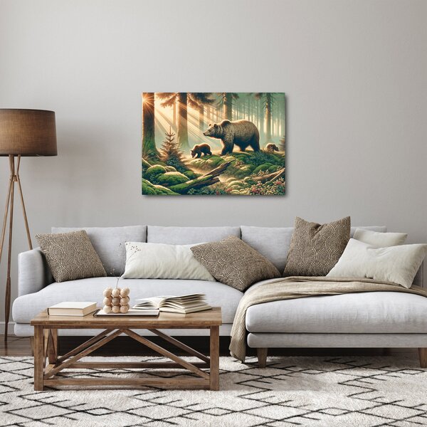 Obraz - Medvede v lese (70x50 cm)