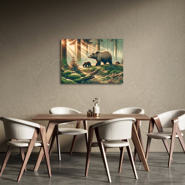 Obraz - Medvede v lese (70x50 cm)
