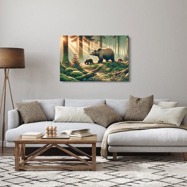 Obraz - Medvede v lese (90x60 cm)