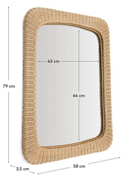 Nástenné zrkadlo s ratanovým rámom 58x79 cm Zilna – Kave Home