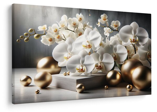 Obraz - Orchidea a zlaté gule (90x60 cm)