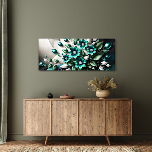 Obraz - 3D tyrkysové kvety (120x50 cm)