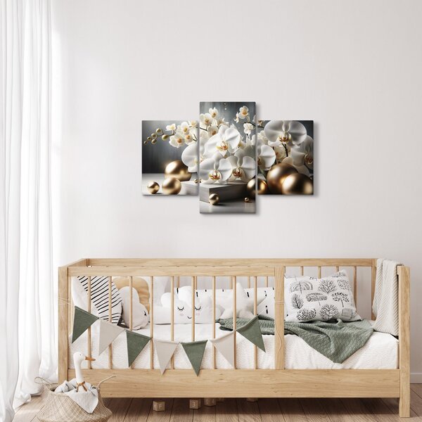 Obraz - Orchidea a zlaté gule (90x60 cm)