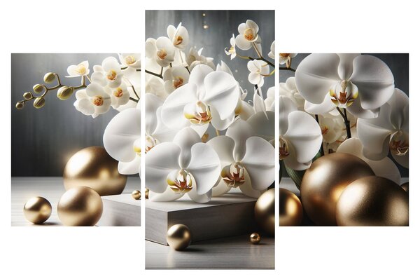 Obraz - Orchidea a zlaté gule (90x60 cm)