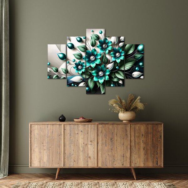 Obraz - 3D tyrkysové kvety (150x105 cm)