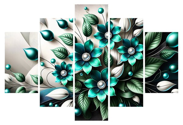 Obraz - 3D tyrkysové kvety (150x105 cm)