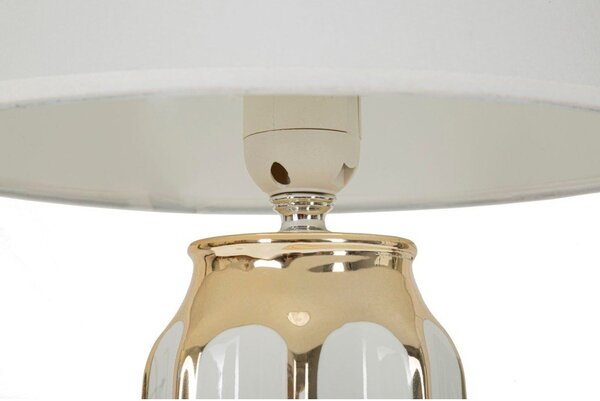 Biela/v zlatej farbe keramická stolová lampa s textilným tienidlom (výška 40,5 cm) Cassy – Mauro Ferretti