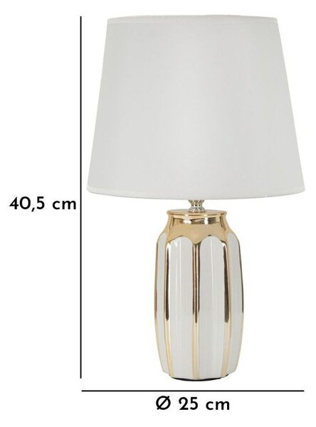 Biela/v zlatej farbe keramická stolová lampa s textilným tienidlom (výška 40,5 cm) Cassy – Mauro Ferretti