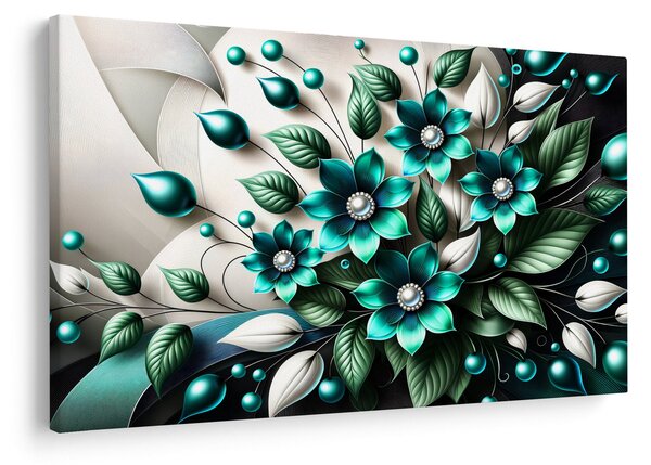 Obraz - 3D tyrkysové kvety (90x60 cm)