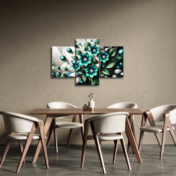 Obraz - 3D tyrkysové kvety (90x60 cm)