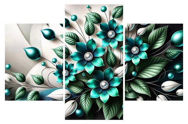 Obraz - 3D tyrkysové kvety (90x60 cm)