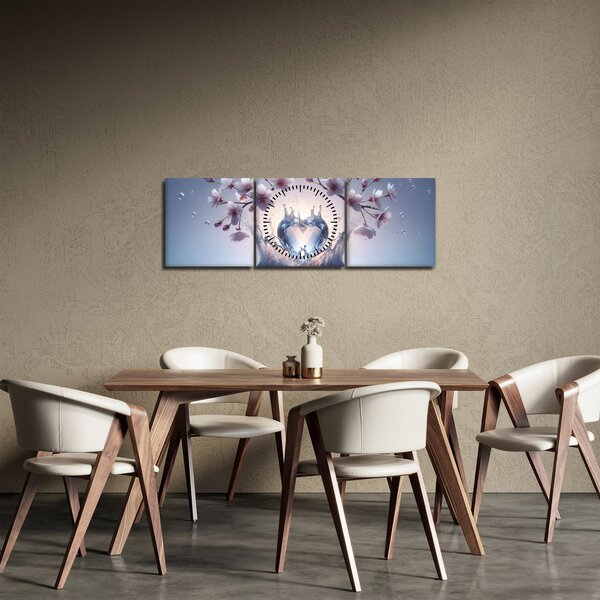 Obraz - Diamantové srdce (s hodinami) (90x30 cm)