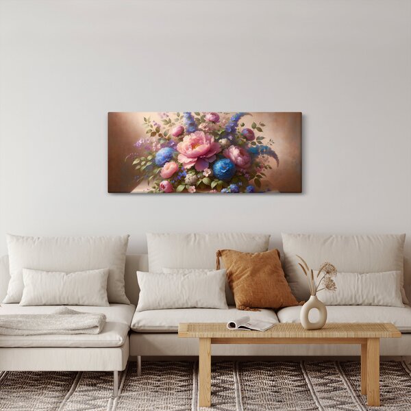 Obraz - Stôl plný kvetov (120x50 cm)