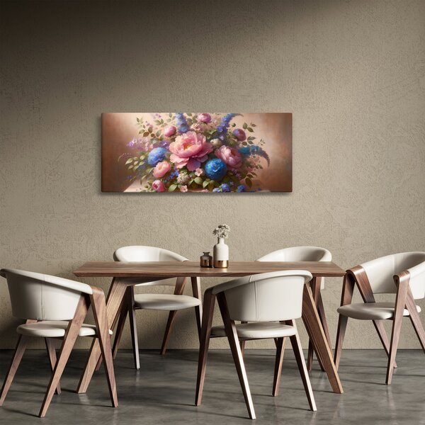 Obraz - Stôl plný kvetov (120x50 cm)